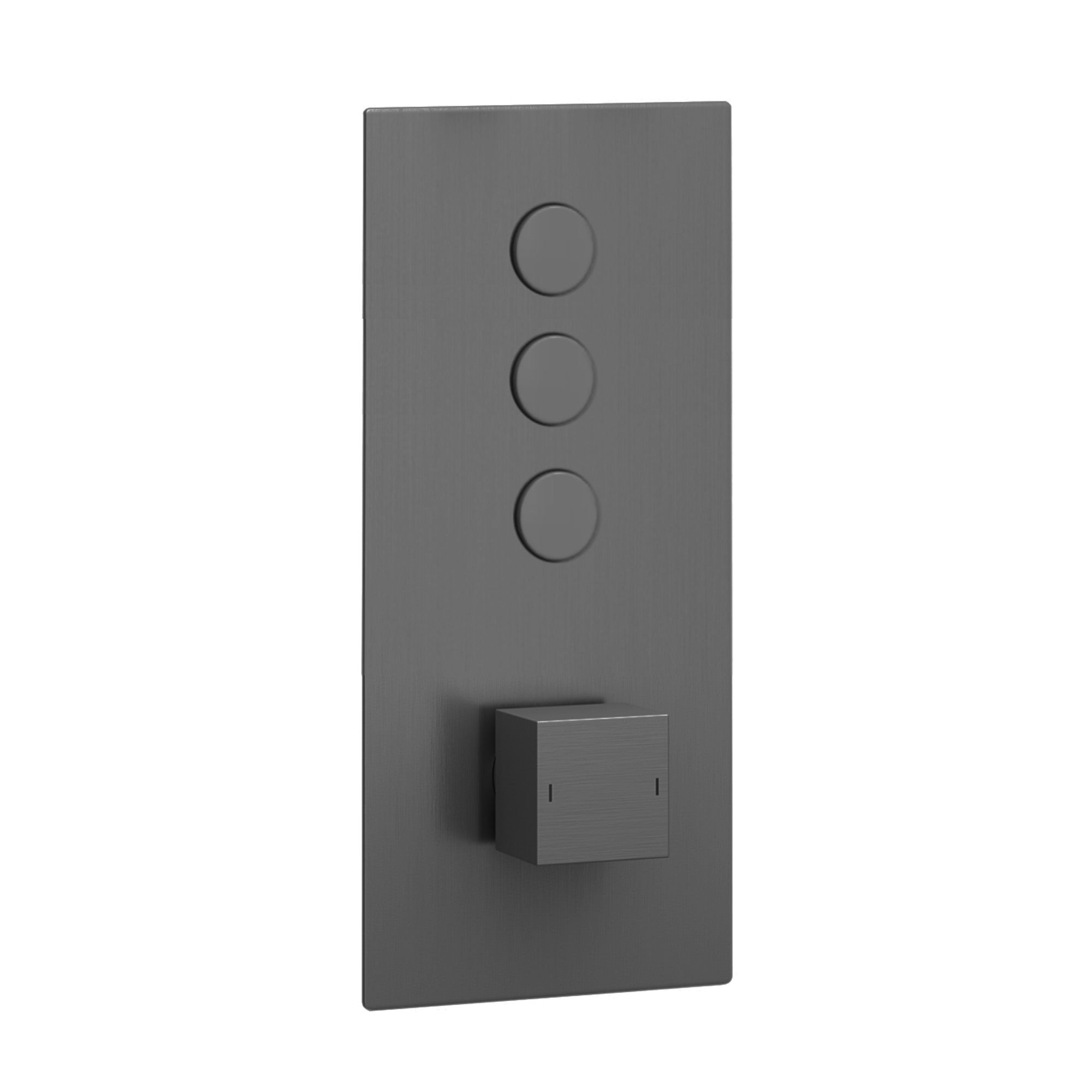 Spello square push button concealed thermostatic triple shower valve with 3 outlets - gunmetal grey